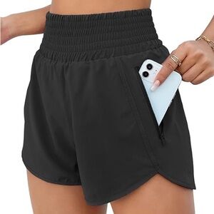 womens athletic high waist shorts with pocket